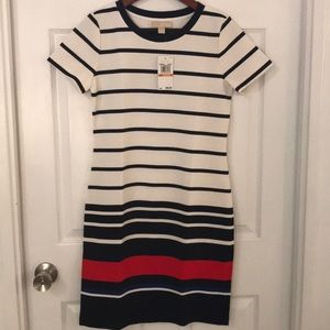 MICHAEL KORS Stripe Ottoman Tee Shirt Dress